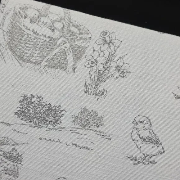 Bunny Tales Easter Tablecloth Spring Rabbit Toile Cotton Oblong 60x102 NIP - Picture 9 of 10